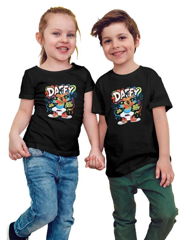 Футболка Даффи Daffy мультфильм Flow Master Beat Drop — Чёрная, фото 1