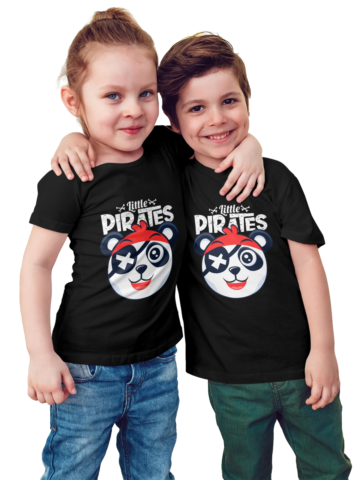 Футболка детская Панда пират little pirates чёрная с принтом — персонаж — Чёрная, фото 1