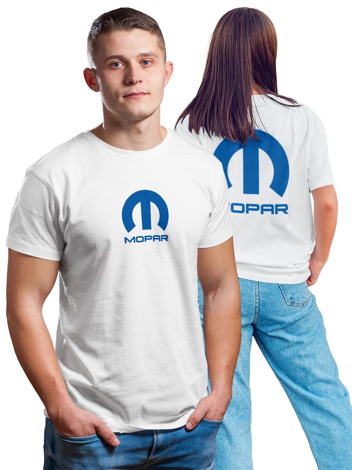 Футболка Mopar белая с принтом на спине — футболка для автолюбителя — Белая, фото 1