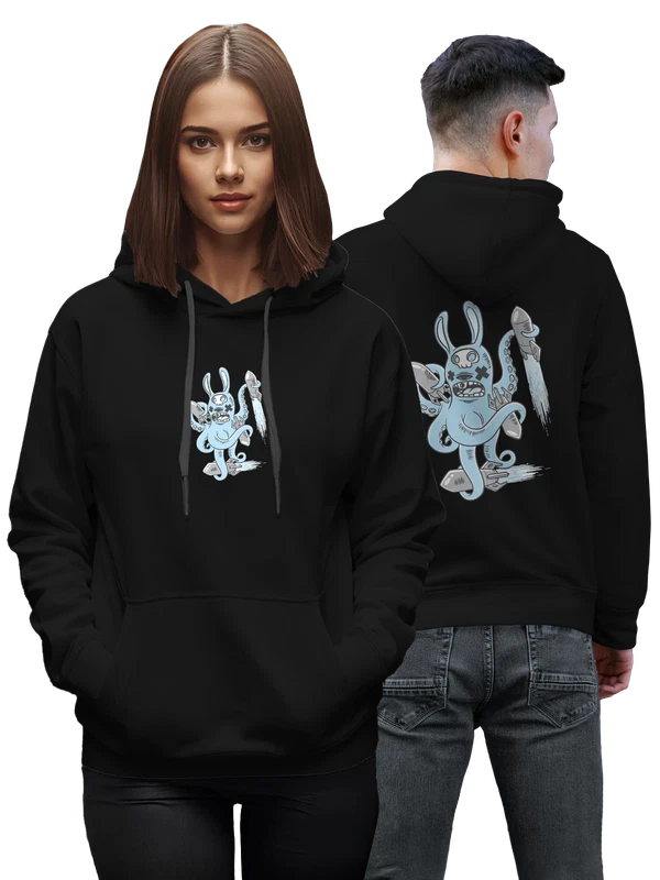 Худи с blue monster rabbit и ракетами — Чёрная, фото 1