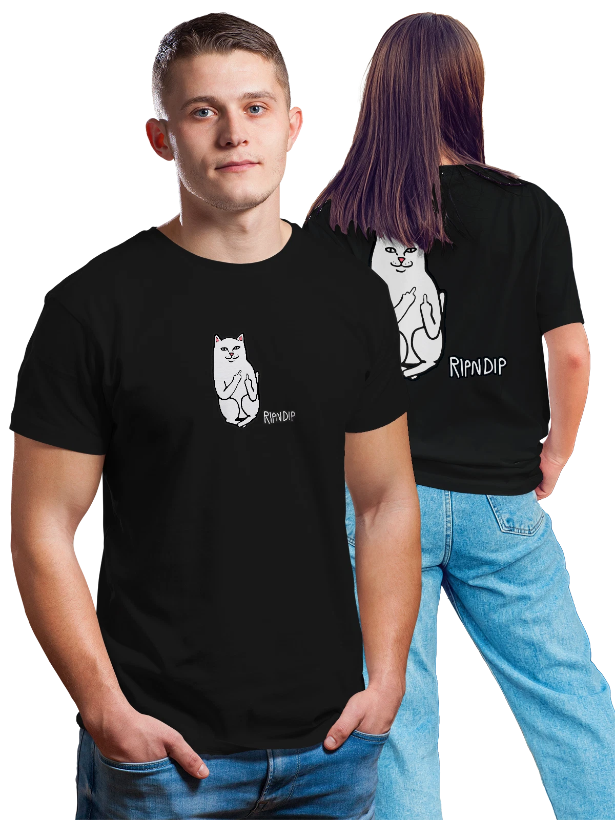 Футболка RipNDip чёрная с принтом на спине — кот Lord Nermal — Чёрная, фото 1