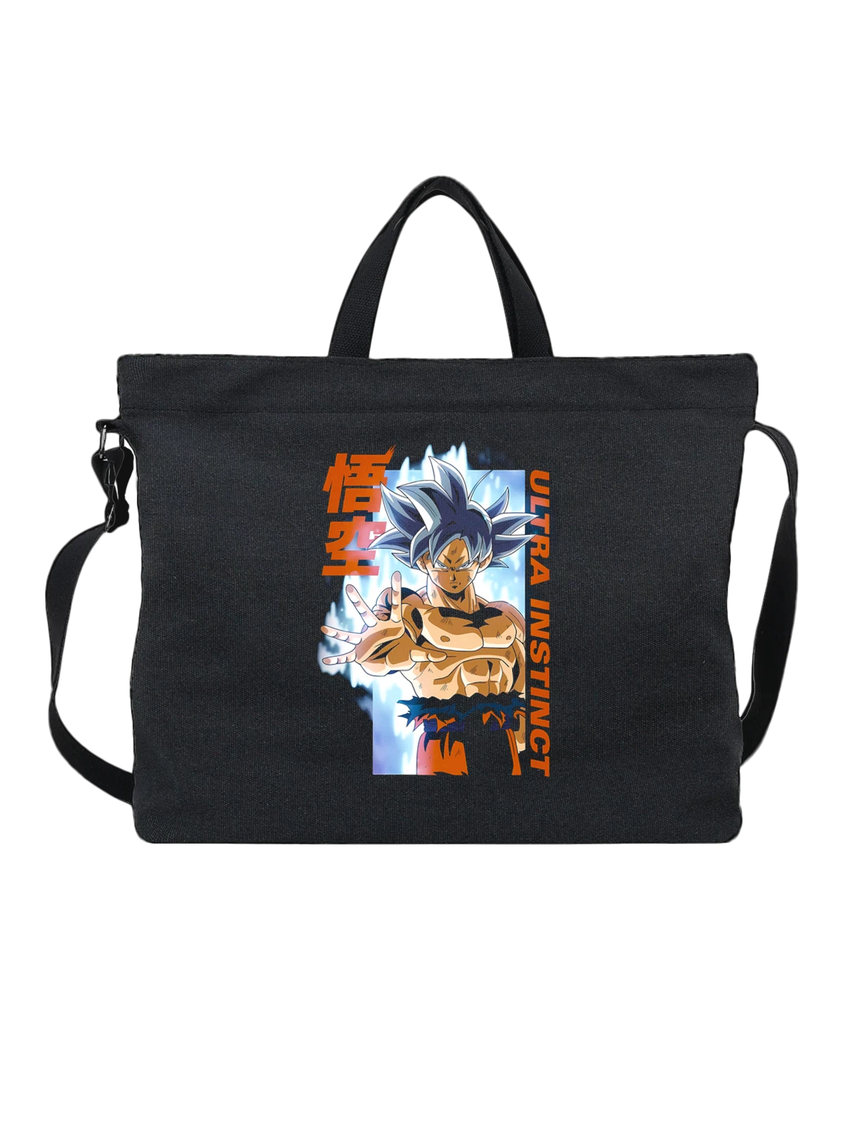 Сумка чёрная с принтом Гоку Ультра Инстинкт Dragon Ball — боевой жест — Чёрная, фото 1