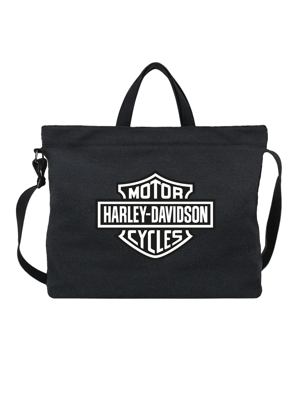 Сумка Harley Davidson чёрная с принтом — геометрический знак — Чёрная, фото 1