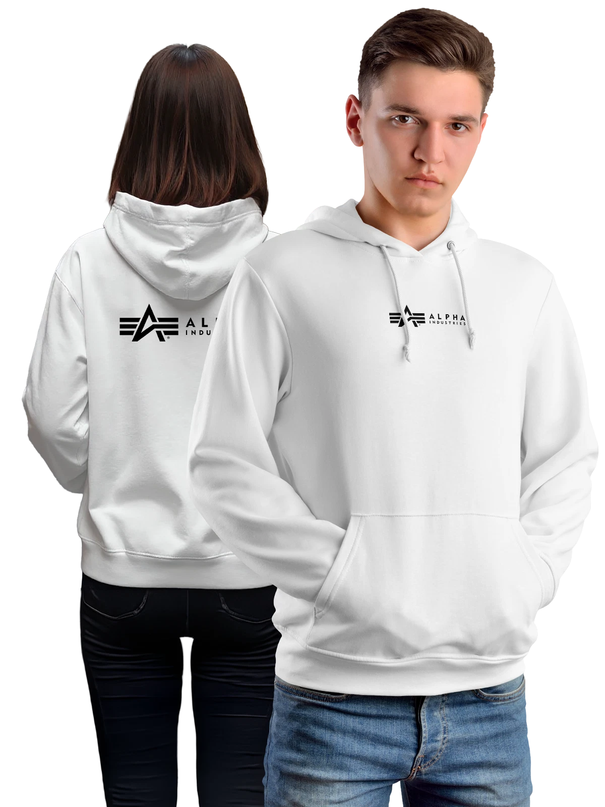 Худи Alpha Industries белое с принтом — куртки бомберы — Белая, фото 1