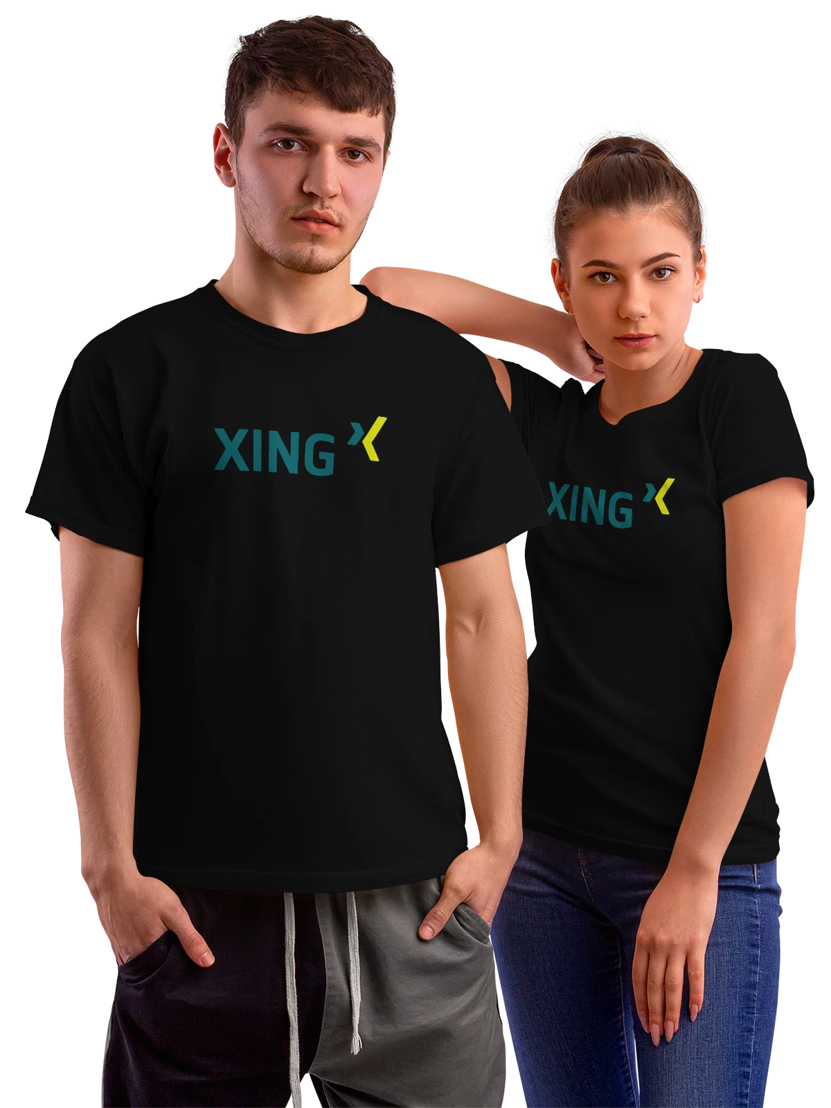 Футболка Xing чёрная с принтом — современная айдентика — Чёрная, фото 1