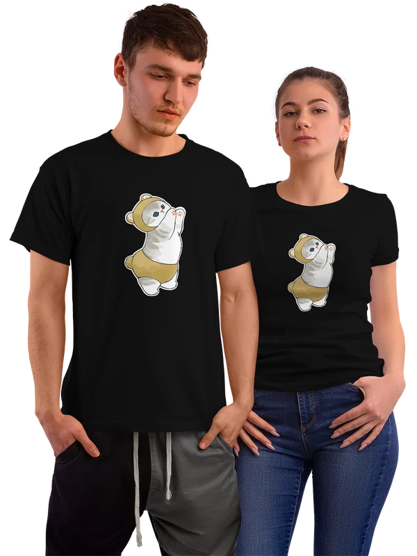 Футболка с котенком в костюме медведя — Чёрная, фото 1