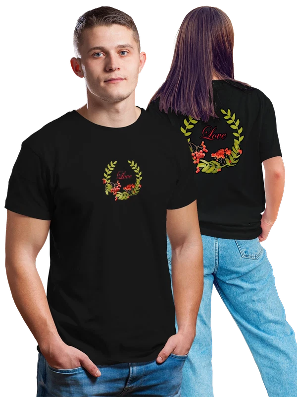 Футболка ягоды с надписью love любовь — Чёрная, фото 1