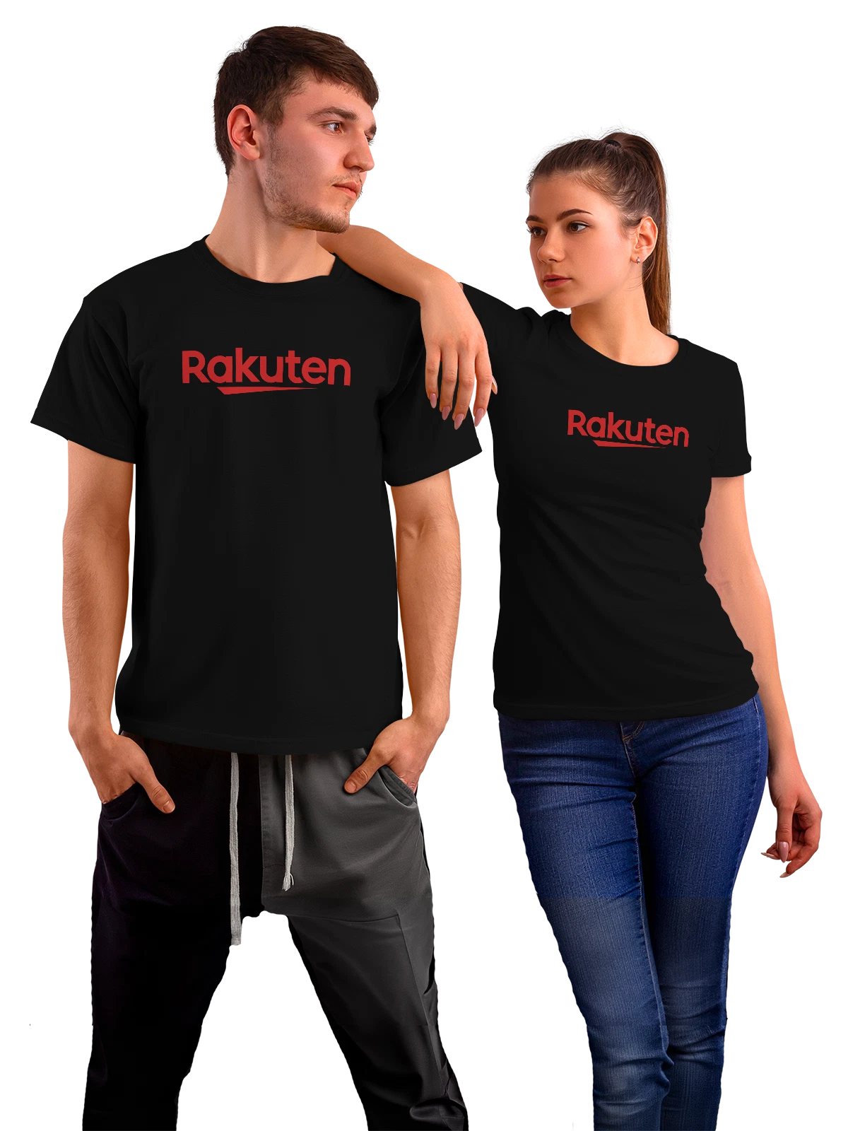 Футболка Rakuten чёрная с принтом — современная айдентика — Чёрная, фото 1