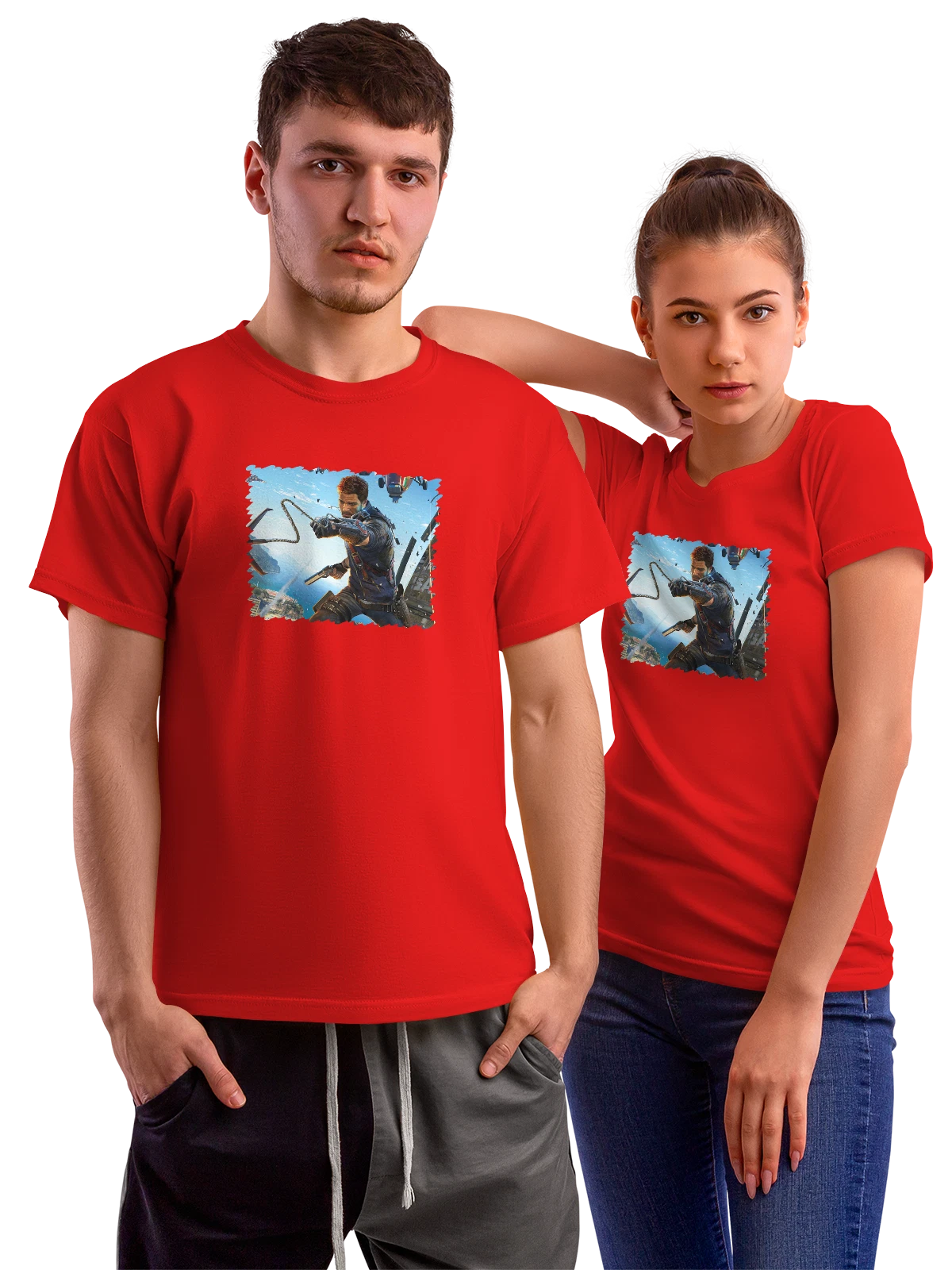 Футболка Игра Just Cause 3 красная с принтом — динамичный герой — Красная, фото 1