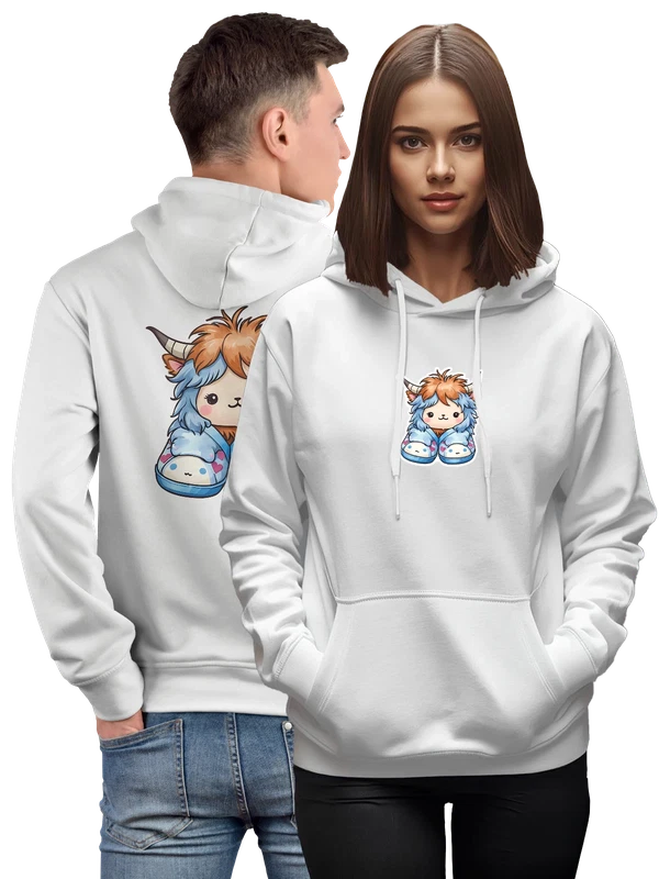 Худи милый мультяшный як в голубых тапочках — Белая, фото 1