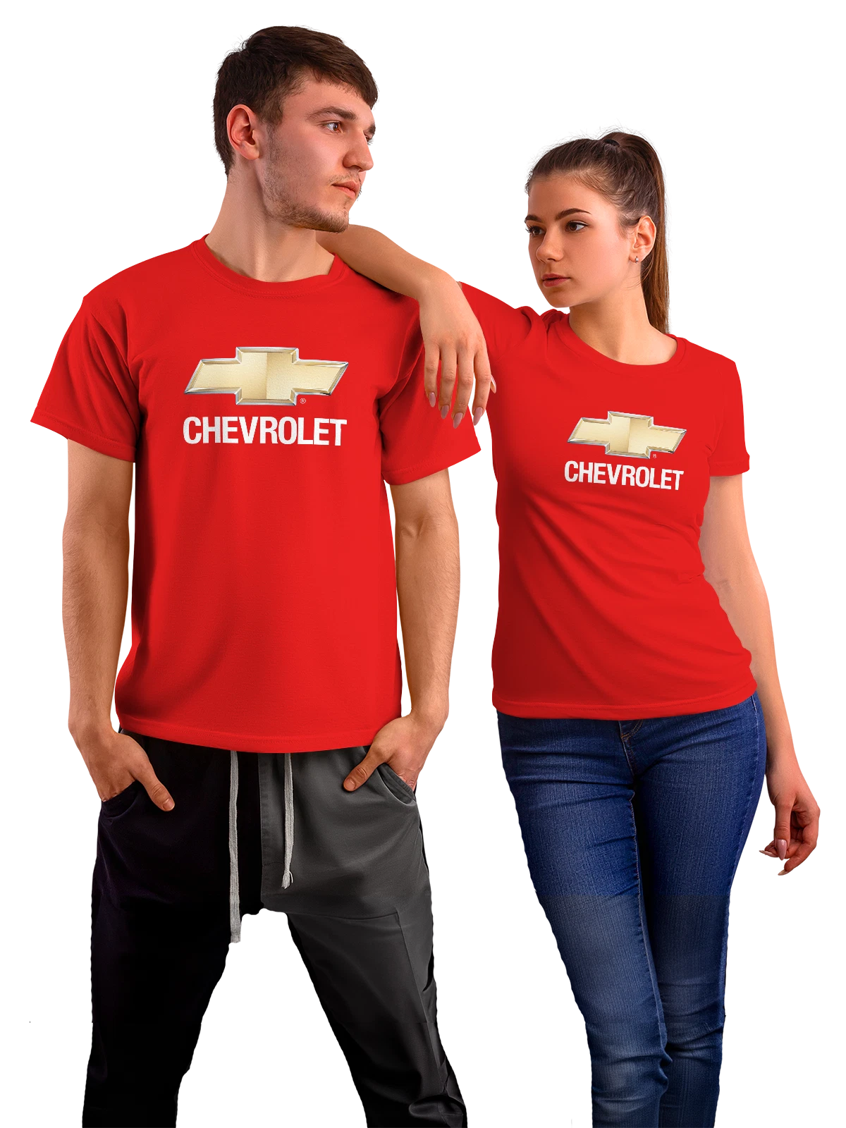 Футболка Chevrolet красная с принтом — хромированная рамка — Красная, фото 1