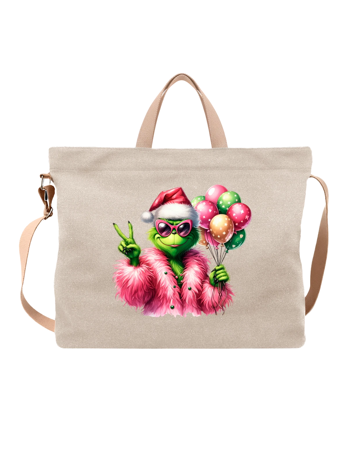 Сумка Гринч Grinch на Новый год белая с принтом — зимняя сказка — Белая, фото 1