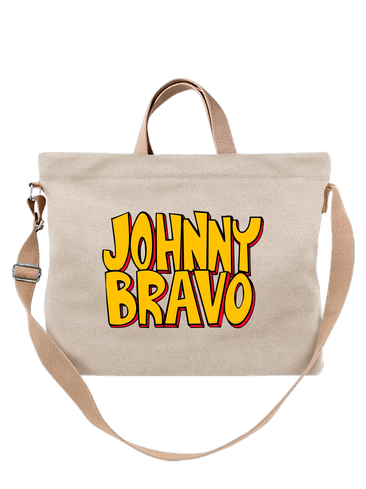 Сумка Надпись Johnny Bravo Джонни Браво белая с принтом — ностальгия по мультфильмам — Белая, фото 1