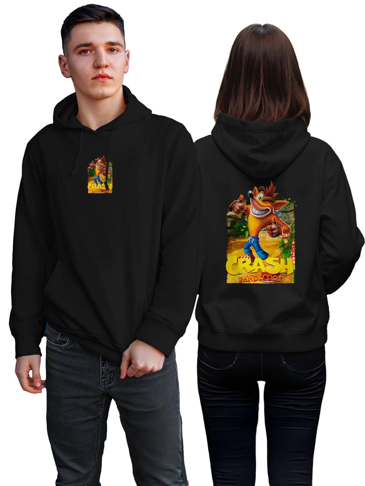 Худи Crash bandicoot чёрное с принтом — ностальгия 90-х — Чёрная, фото 1