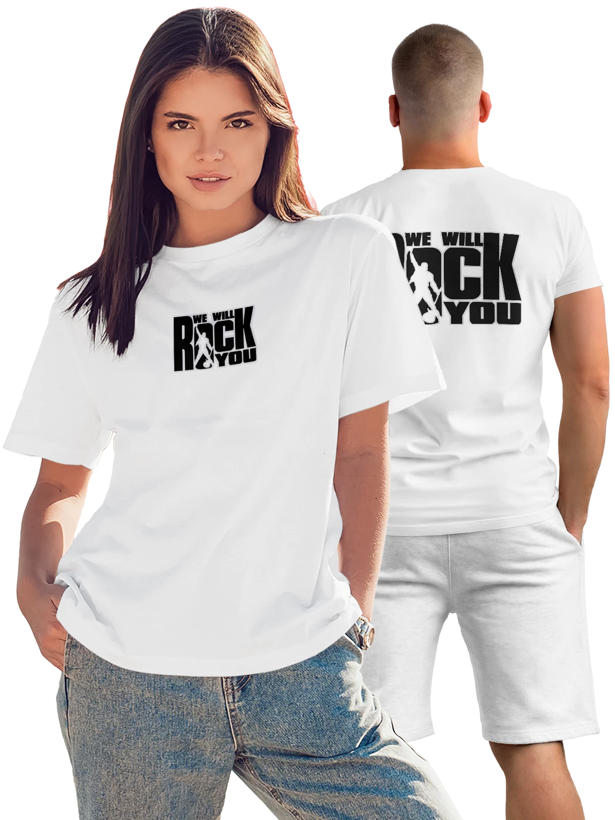 Футболка WE WILL ROCK YOU Queen Куин белая с принтом на спине — футболка подростку — Белая, фото 1