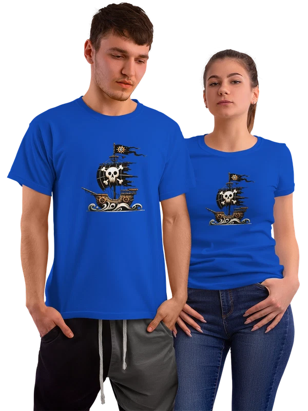Футболка пиратский корабль — Синяя, фото 1