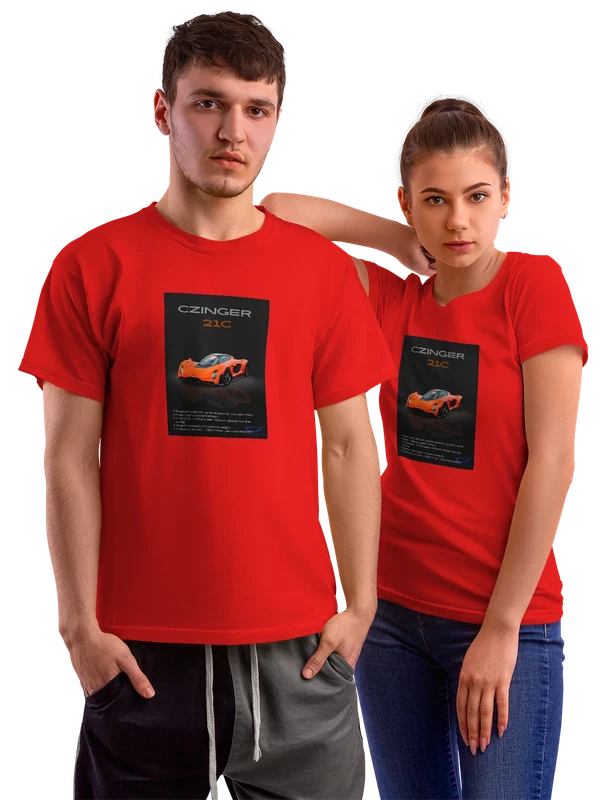 Футболка Czinger 21C оранжевый суперкар стильный принт — Красная, фото 1