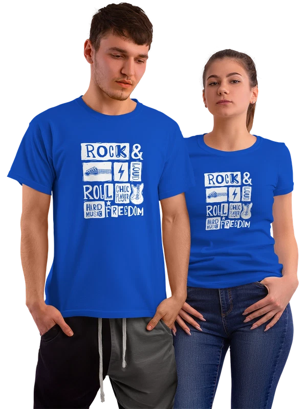 Футболка с надписью рок ролл музыка — Синяя, фото 1
