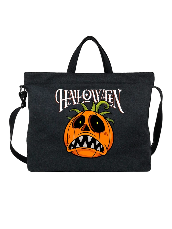 Сумка тыква и надпись Halloween — Чёрная, фото 1