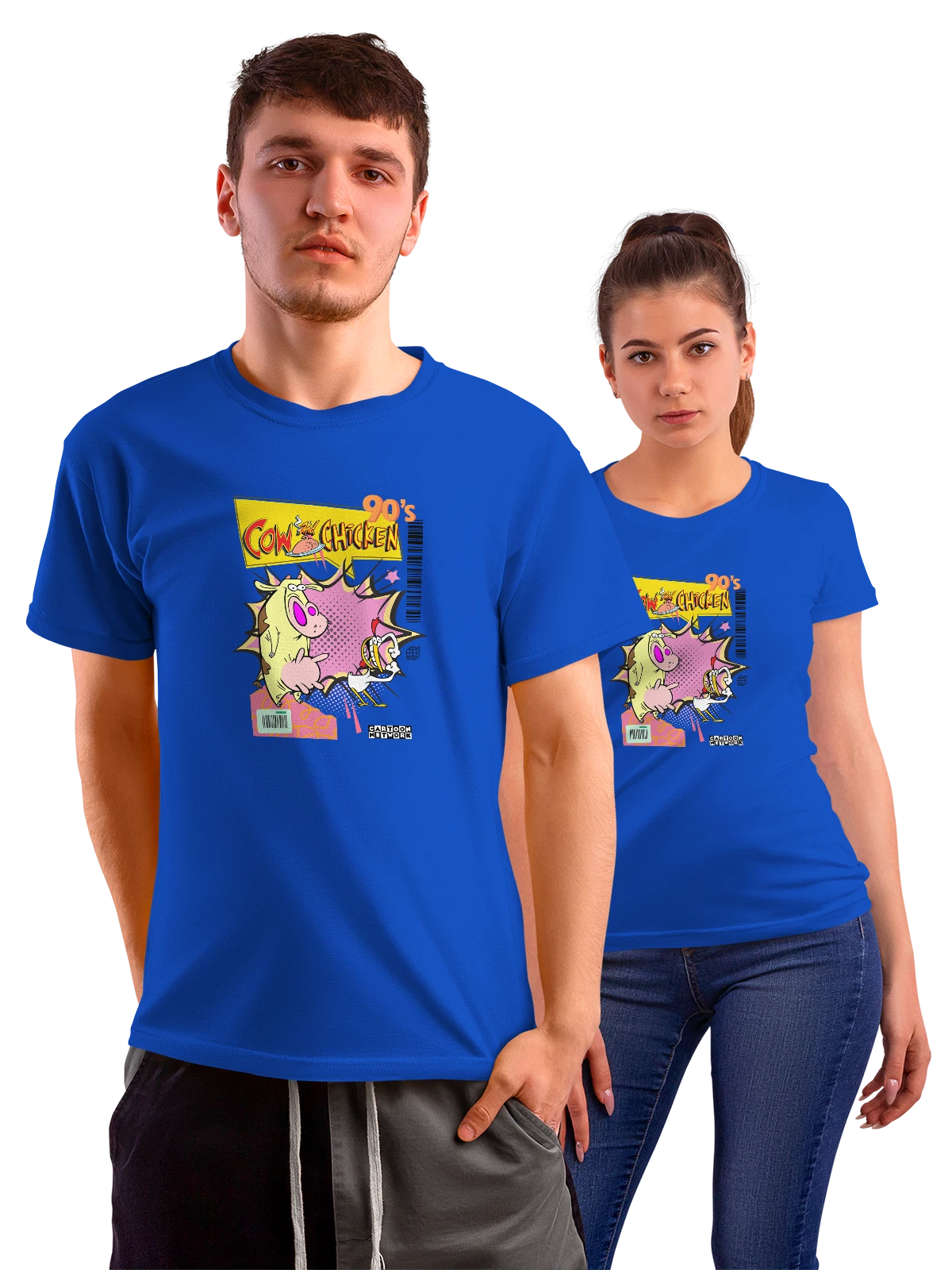 Футболка Корова и Цыпленок Cartoon Network 90s синяя с принтом — ностальгия по 90-м — Синяя, фото 1