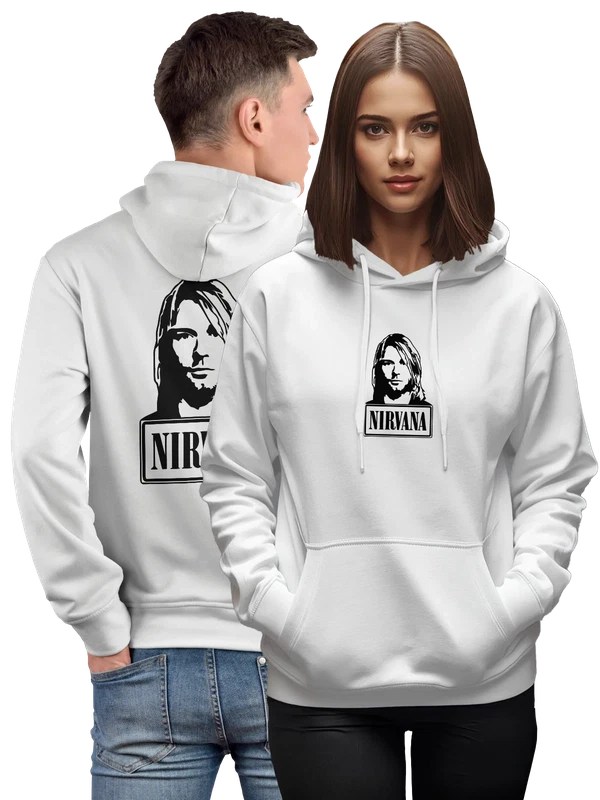 Худи Nirvana Нирвана силуэт — Белая, фото 1
