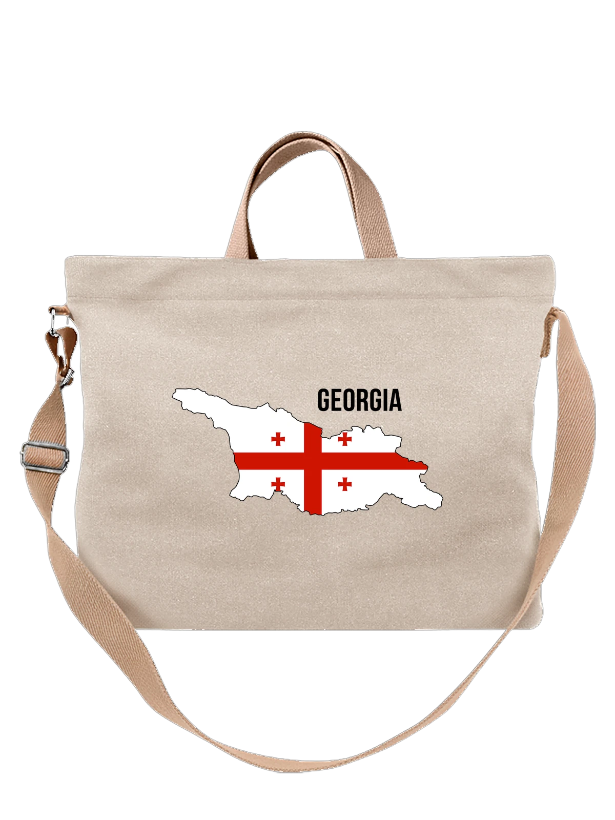 Сумка с флагом Грузии Georgia белая с принтом — национальная символика — Белая, фото 1