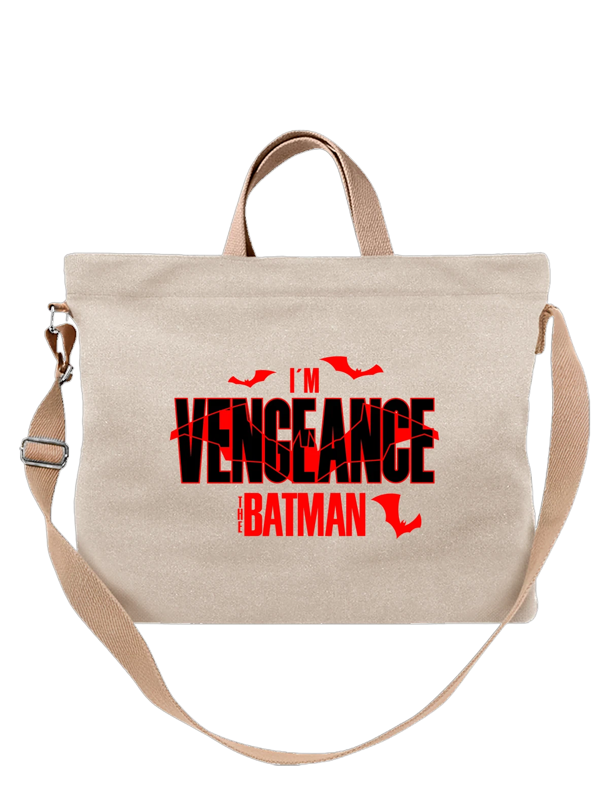 Сумка VENGEANCE с красным треснувшим логотипом белая с принтом — надпись — Белая, фото 1