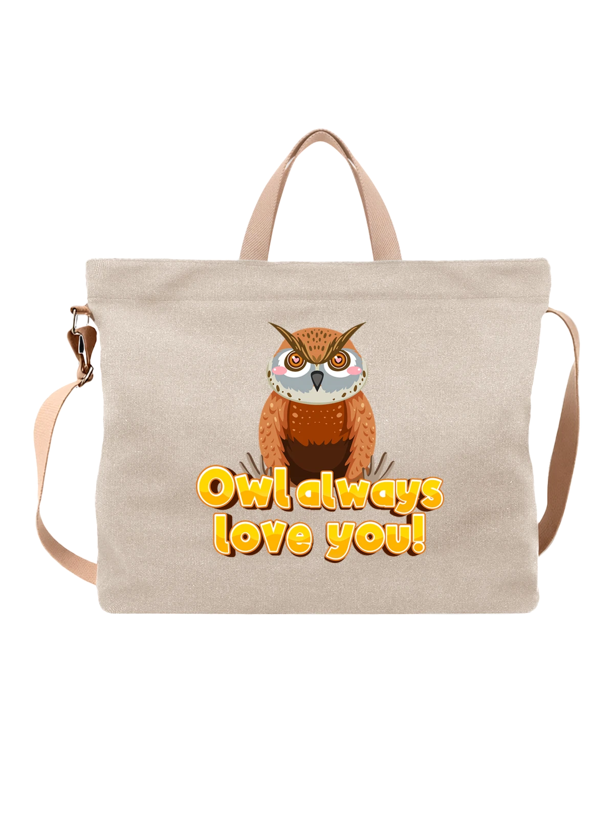 Сумка с совой owl always love you белая с принтом — подарок любимой — Белая, фото 1