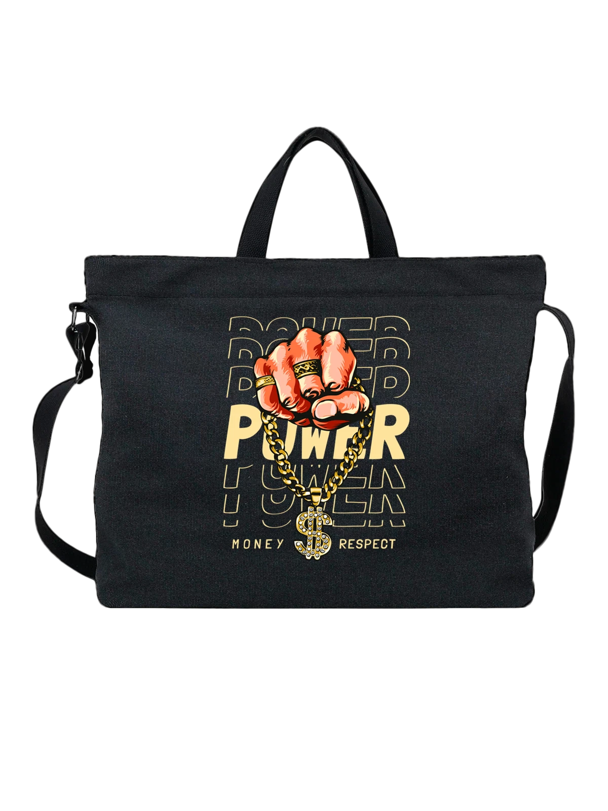 Сумка Кулак с цепочкой power чёрная с принтом — подарок криптоэнтузиасту — Чёрная, фото 1