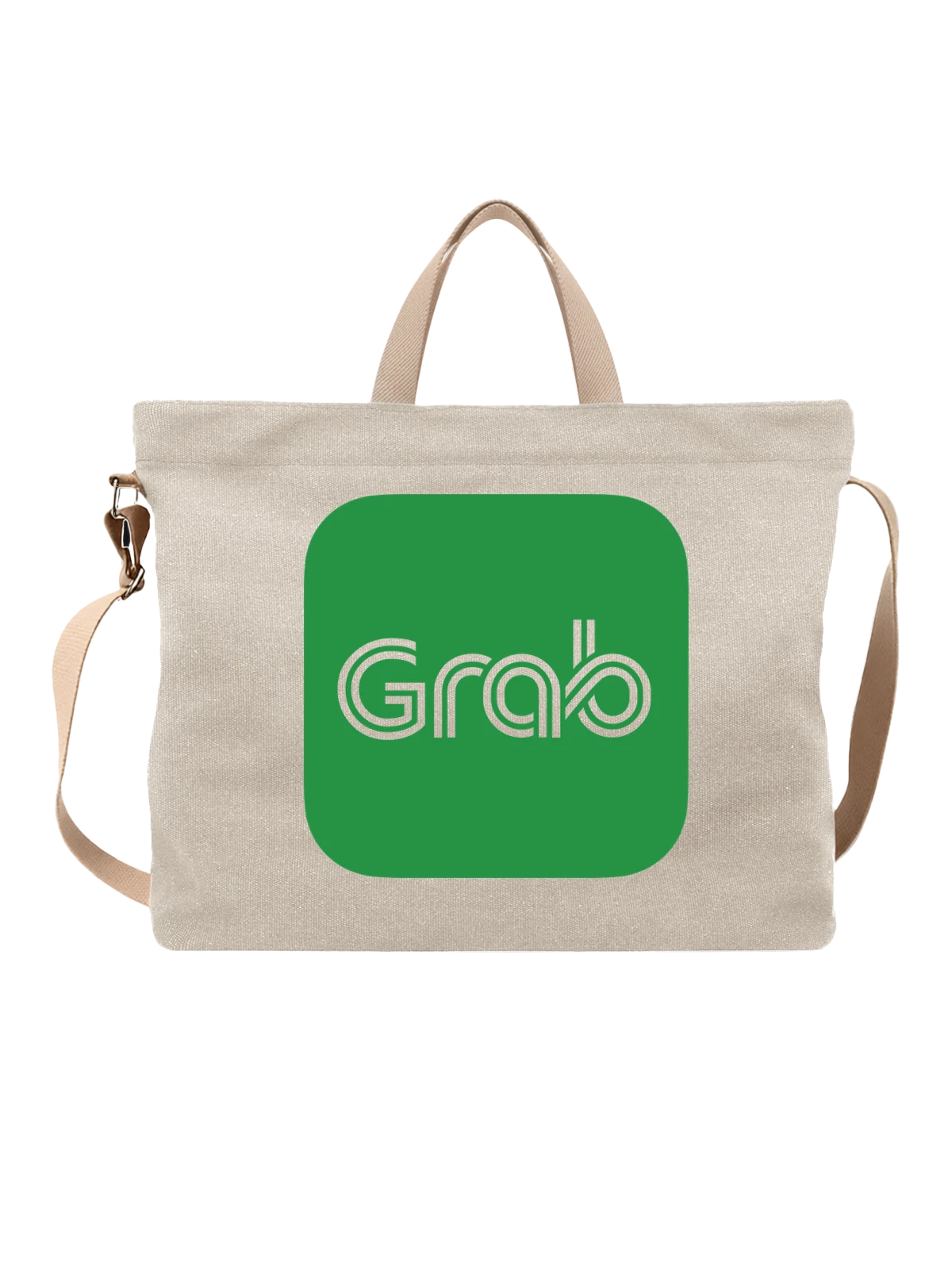 Сумка Grab белая с принтом — доставка еды — Белая, фото 1