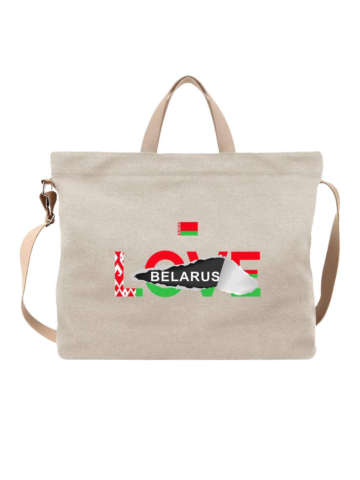 Сумка Флаг Беларуси Belarus белая с принтом — национальная символика — Белая, фото 1