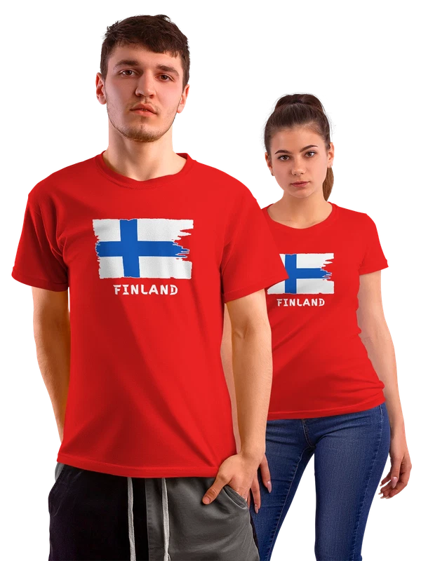 Футболка с флагом Финляндии Finland — Красная, фото 1
