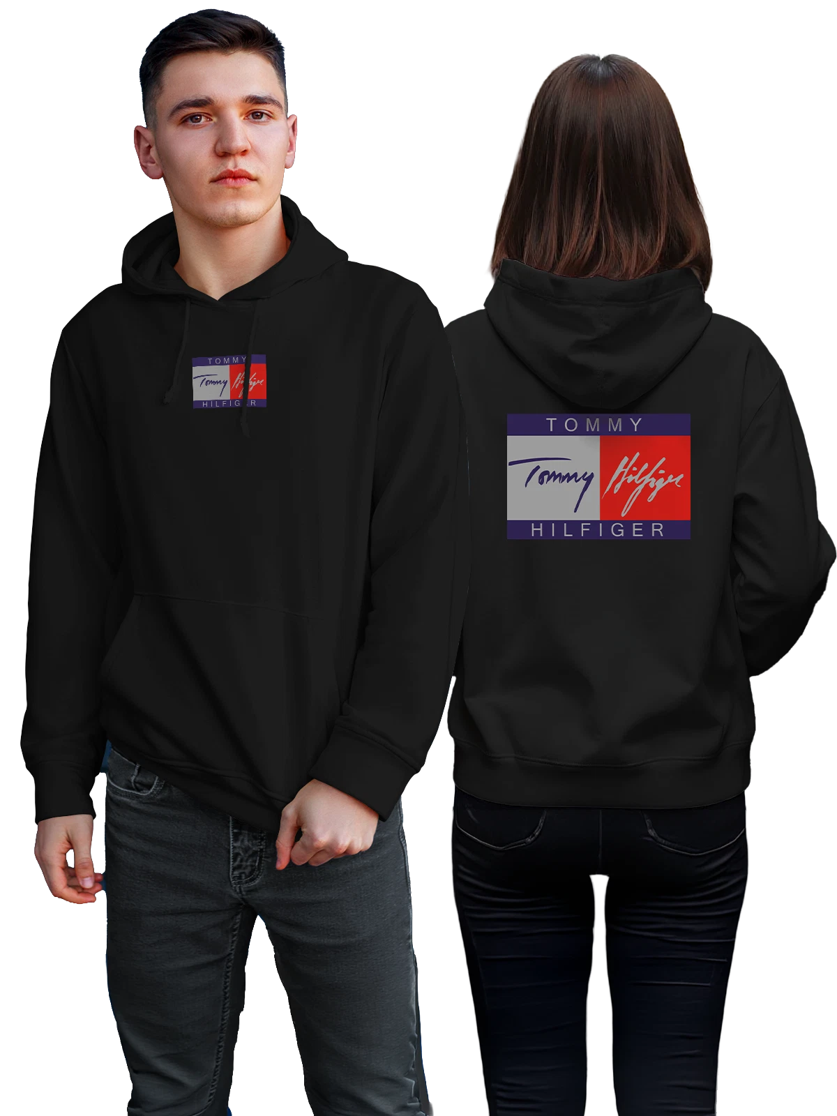 Худи Tommy Hilfiger чёрное с принтом — каллиграфический вордмарк — Чёрная, фото 1
