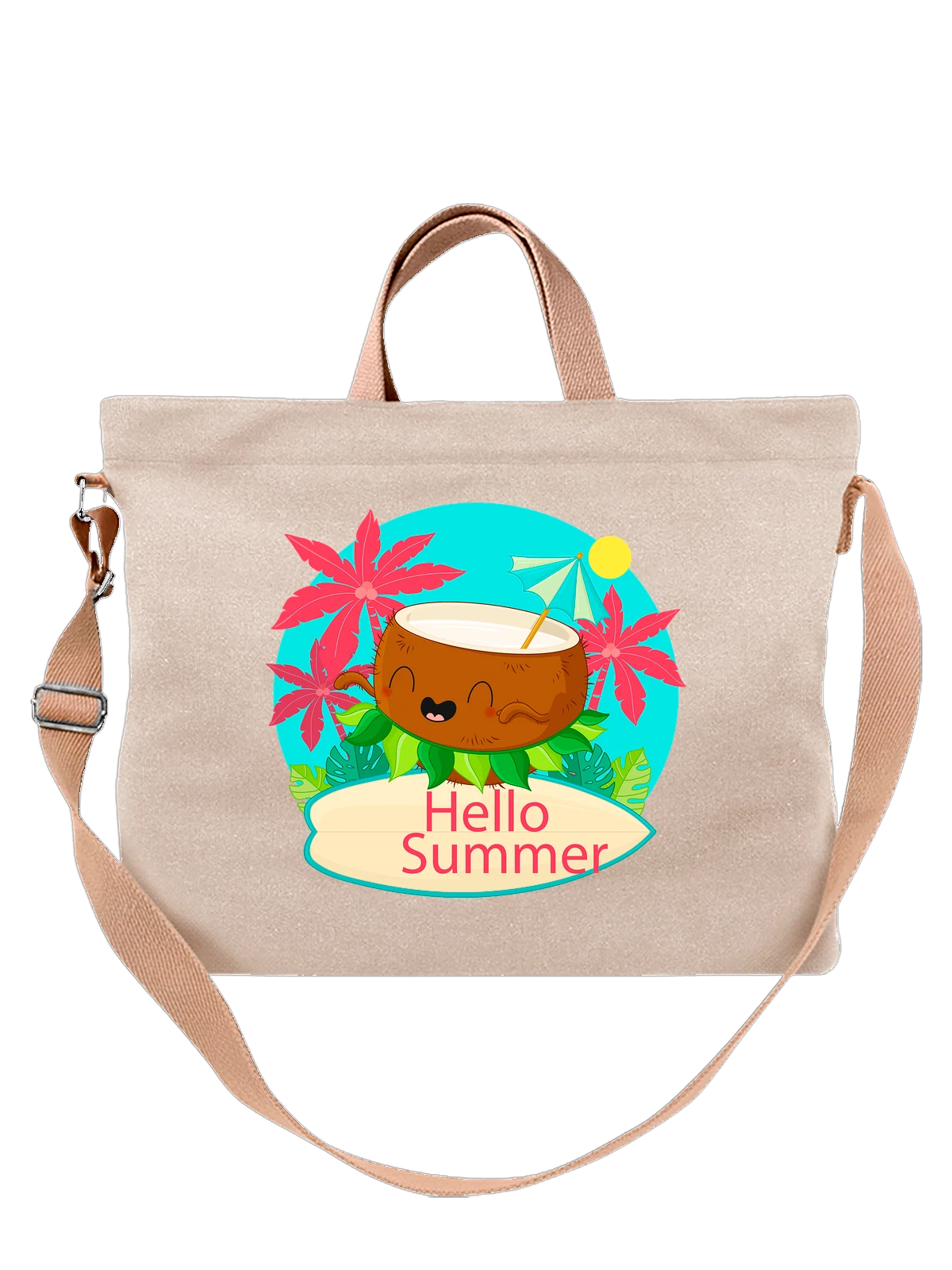 Сумка Кокос пальмы hello summer белая с принтом — растительная пища — Белая, фото 1