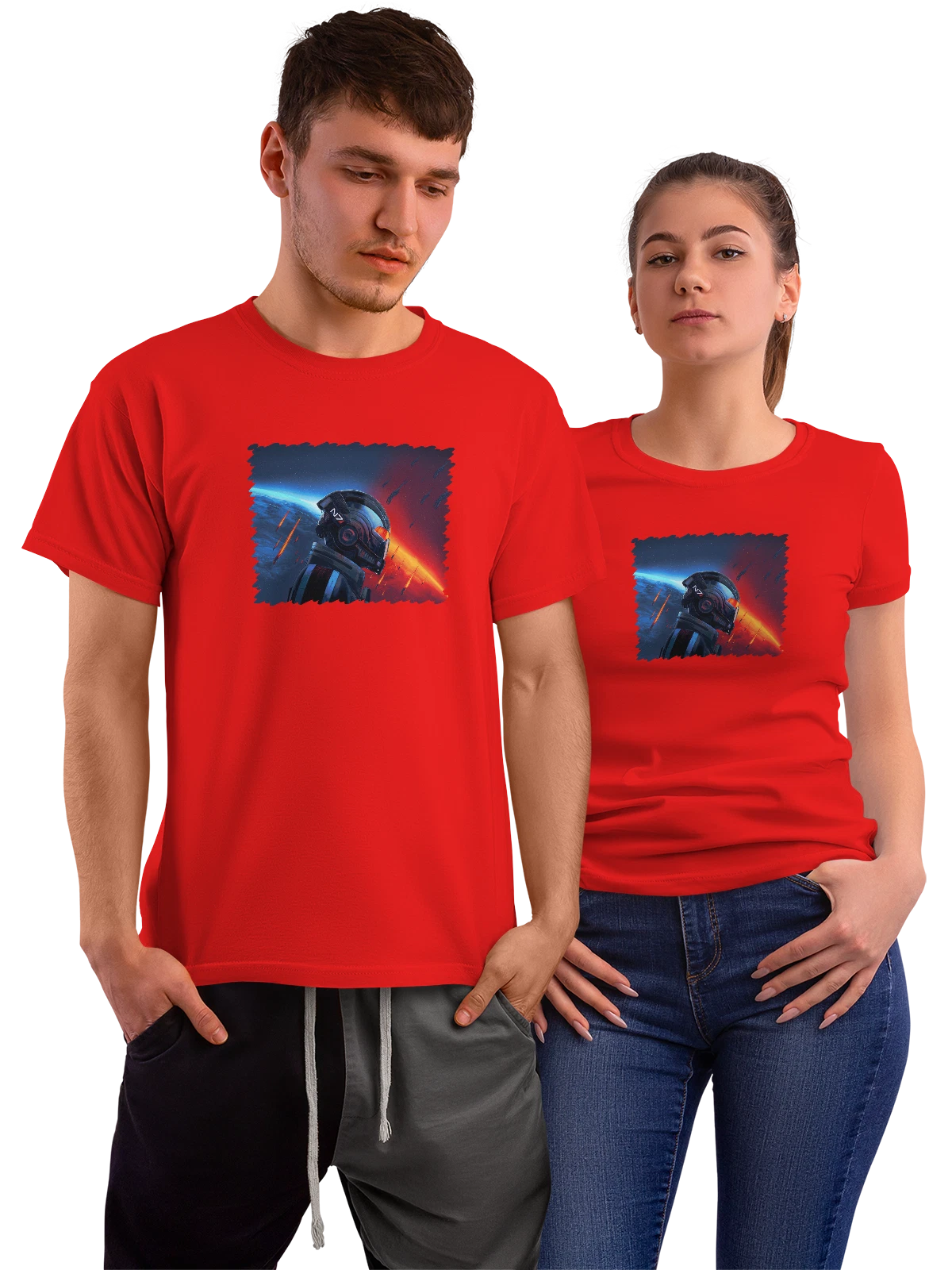Футболка Игра Mass Effect Legendary Edition красная с принтом — цифровой мир — Красная, фото 1