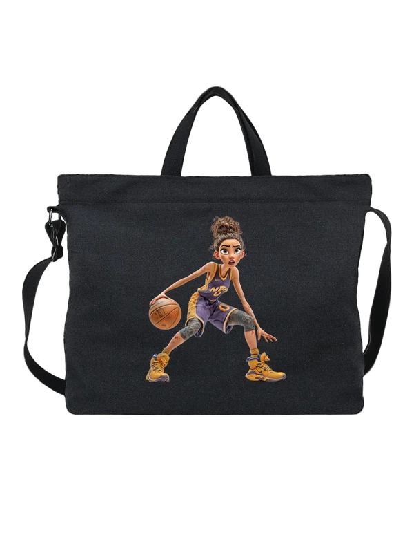 Сумка чёрная с принтом Female basketball player в NBA-стиле — Чёрная, фото 1