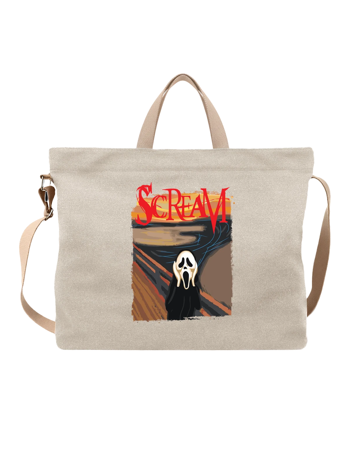 Сумка Крик Scream арт белая с принтом — футболка подростку — Белая, фото 1