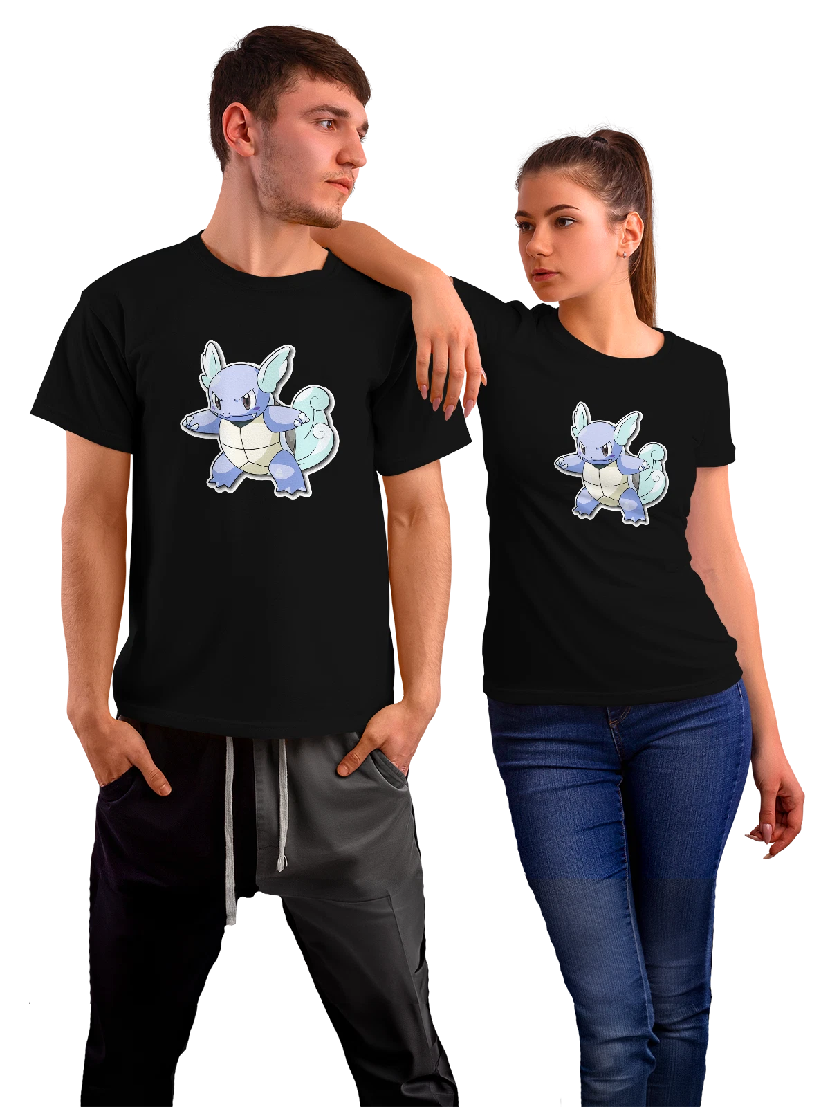 Футболка Покемон Вартортл чёрная с принтом — карманные монстры — Чёрная, фото 1