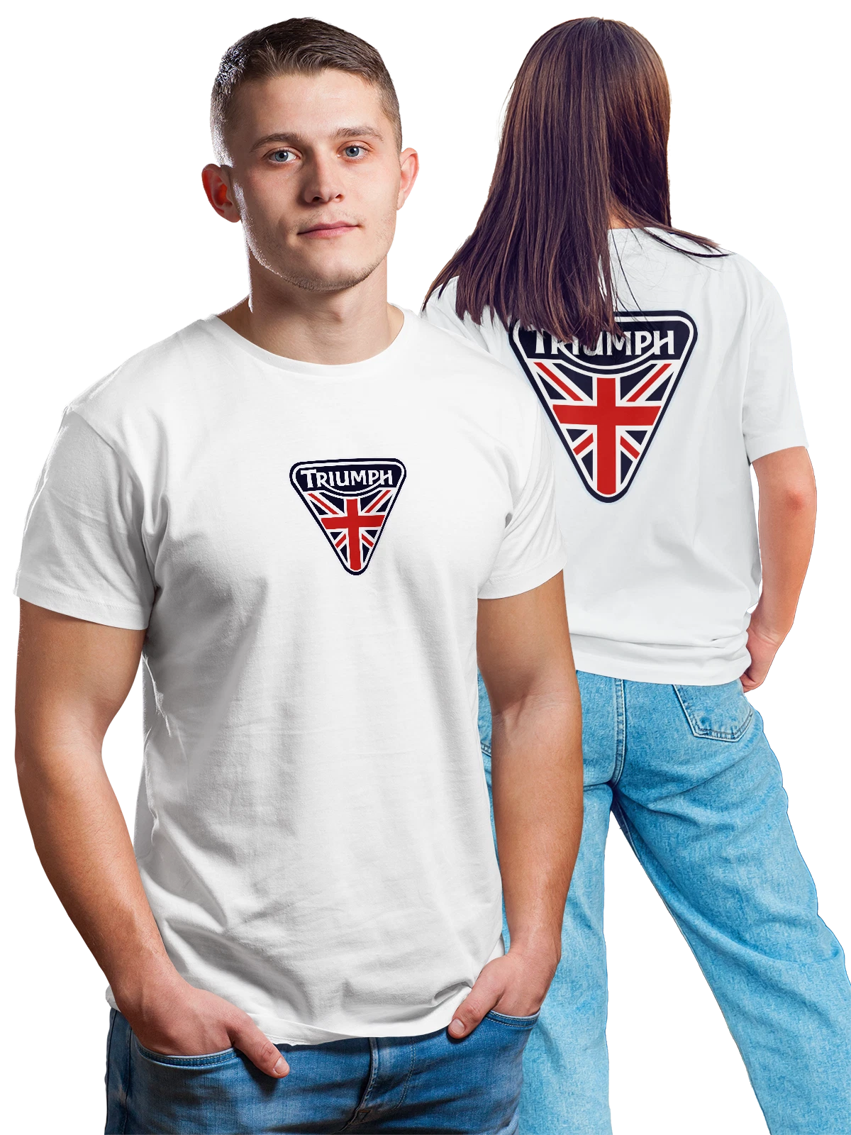Футболка Triumph белая с принтом на спине — контрастный принт — Белая, фото 1