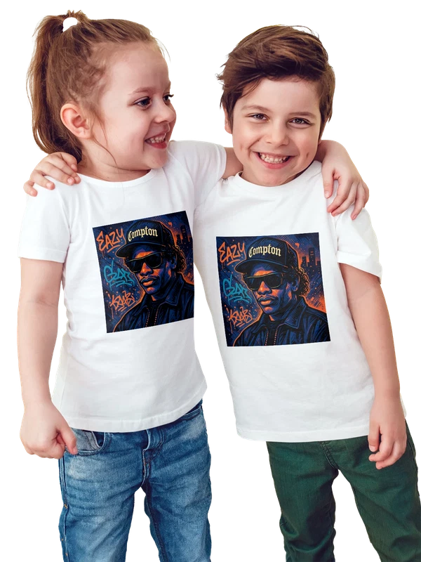 Футболка Eazy-E в кепке Compton и темных очках — Белая, фото 1