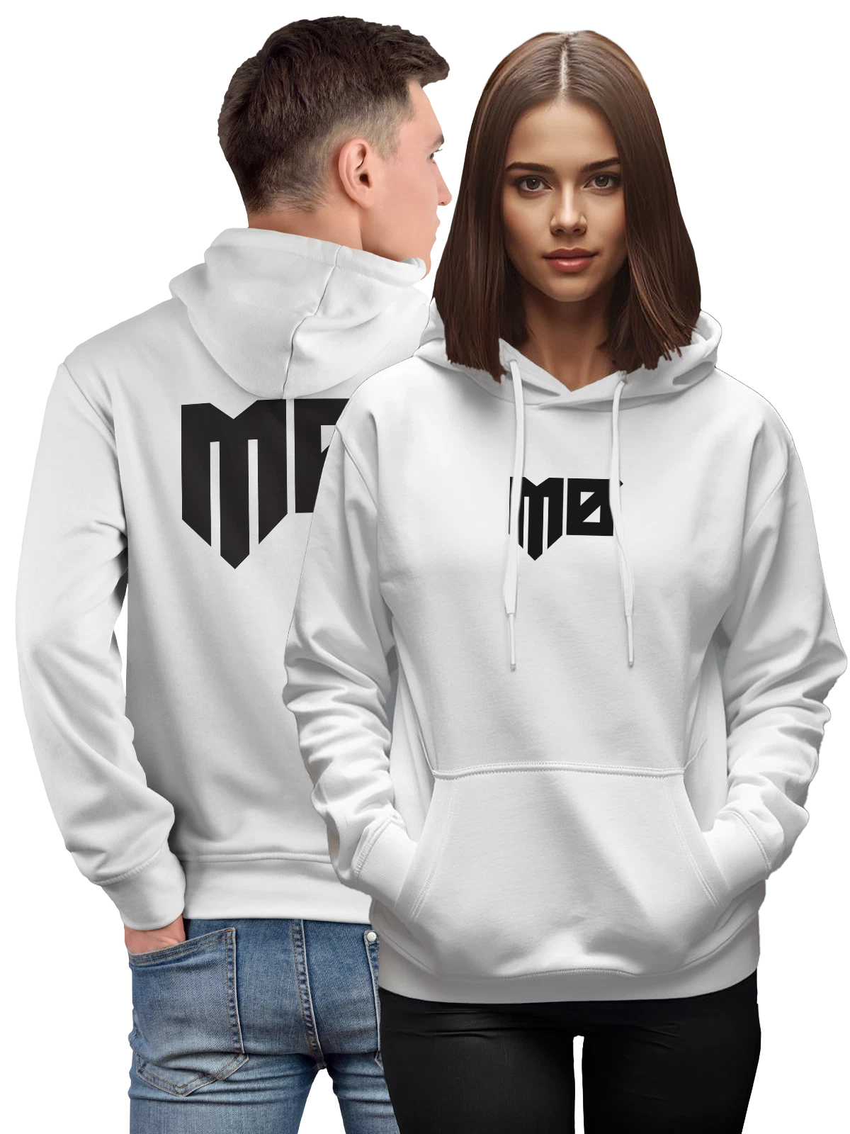 Худи Мо белое с принтом — минималистичный дизайн — Белая, фото 1