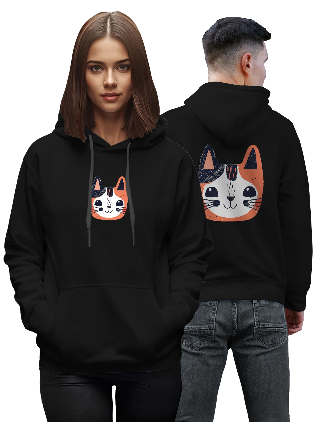 Худи Кот чёрное с принтом — подарок кошатнику — Чёрная, фото 1