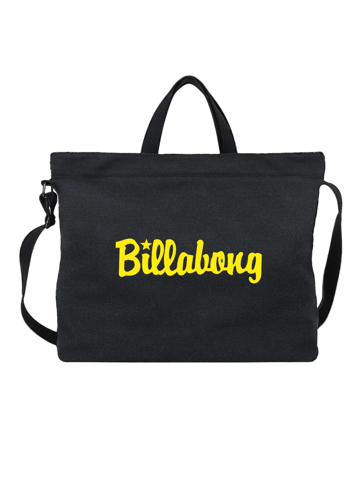 Сумка Billabong чёрная с принтом — фирменная каллиграфия — Чёрная, фото 1