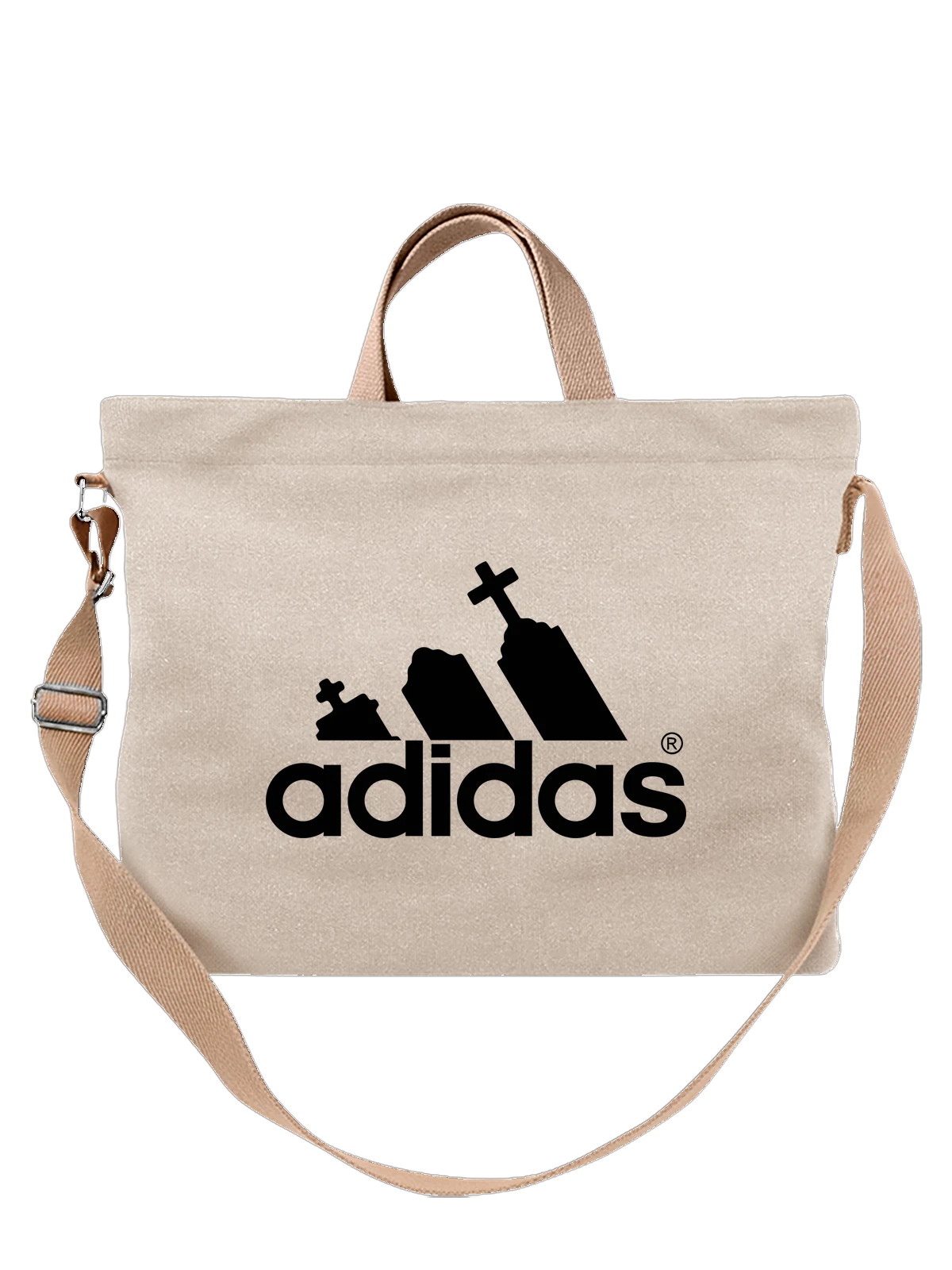 Сумка Adidas белая с принтом — архитектурный принт — Белая, фото 1
