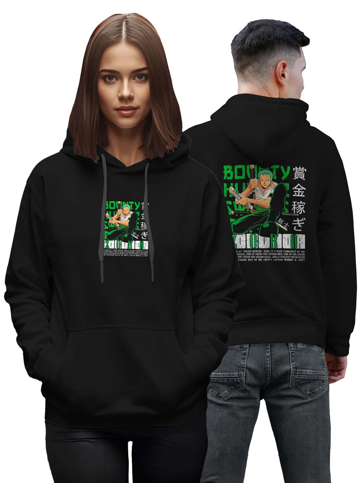 Худи Ророноа Зоро One Piece с тремя мечами чёрное с принтом — три меча — Чёрная, фото 1
