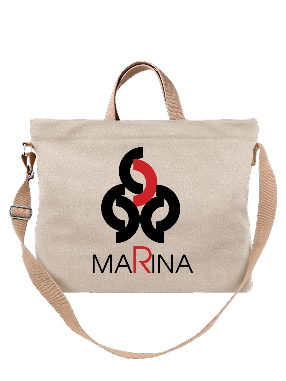 Сумка Marina белая с принтом — современная айдентика — Белая, фото 1