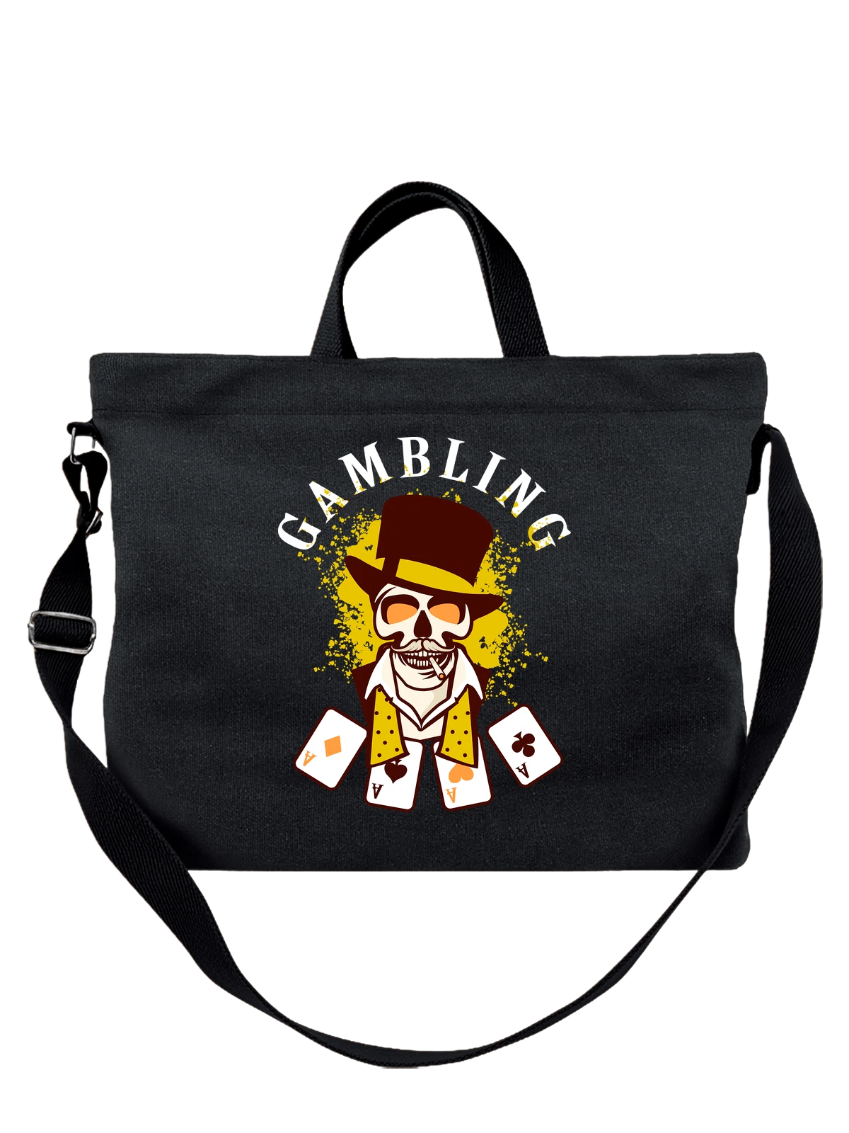 Сумка Череп карты gambling чёрная с принтом — подарок игроку — Чёрная, фото 1
