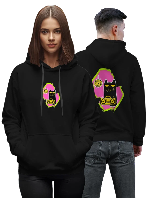 Худи с котом стикер — Чёрная, фото 1