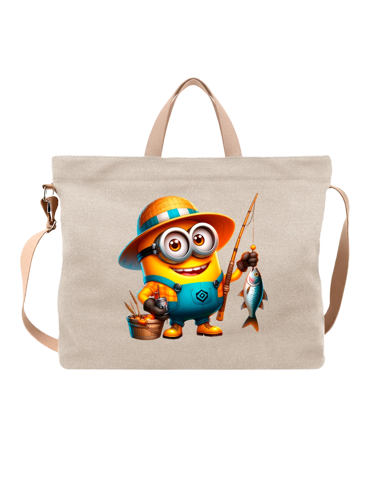 Сумка Миньон Minion рыбалка белая с принтом — подводная жизнь — Белая, фото 1