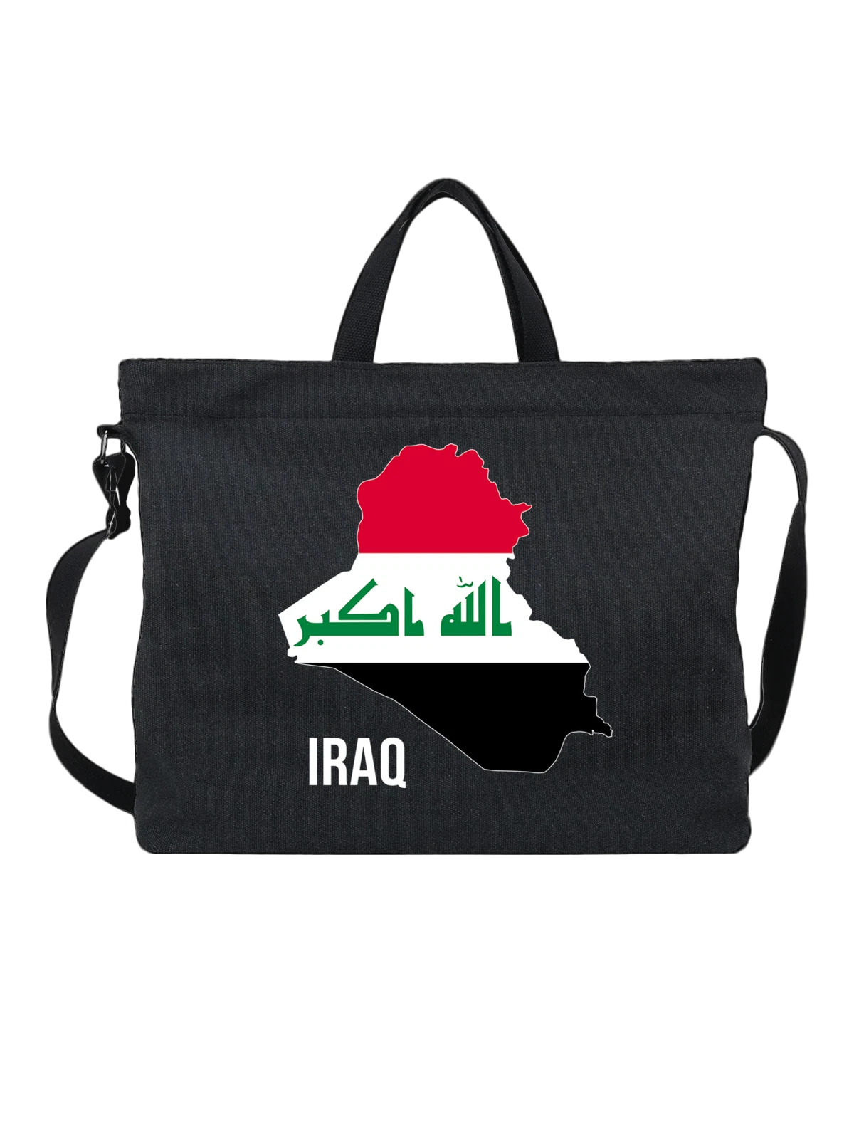 Сумка с флагом Ирака Iraq чёрная с принтом — национальная символика — Чёрная, фото 1